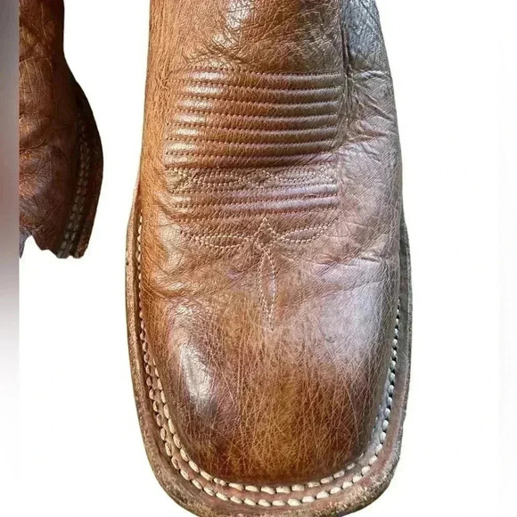 Lucchese Smooth Ostrich Brown 9 1/2 D Square Toe